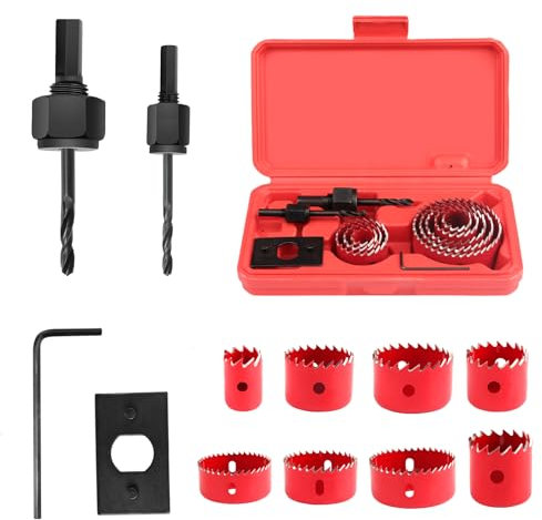 Lochsäge, 12PCS Lochkreissäge mit Aufbewahrungsbox, Dosenbohrer Lochbohrer Set Ø19mm-64mm, Lochsäge Holz mit Sechskant Schaft,Ideal zum Holz, PVC, Kunststoff, Gipskarton, Aluminiumblech 0.5mm