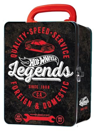 Hot Wheels Vintage 1:64 Scale cars Metal Car Carry Case I 18 Toy Storage & Organiser Gift for Collectors Kids Ages 3 Years Old Up 3D HW Race lid design (Cars not included)