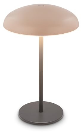 BRILONER - Lampada da tavolo LED senza fili IP44 con bordo luminoso, touch dimmer, batteria ricaricabile, lampada da scrivania senza fili, lampada da comodino, 19,5x30,5 cm, beige-antracite