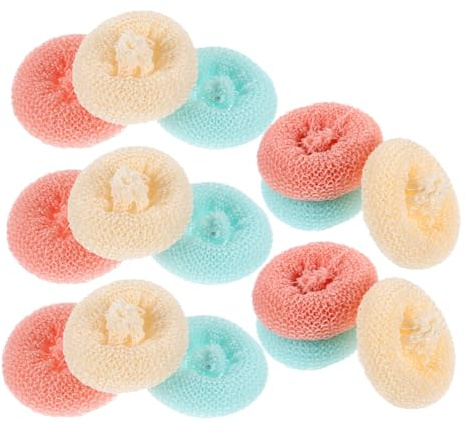 PEPLAYTAL 15stücke Küchenschrubber Runde Scheuerschwämme Aus Bambusfasern Für Geschirr Nicht Kratzendes Netzwaschlappen Geschirrreiniger Haushaltsreinigung Schüsselwäscher Spülbürste Spültuc