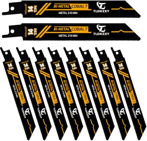20tlg Säbelsägeblätter Metall Set Sägeblätter Säbelsäge Metall 150mm 14TPI aus HSS, Säbelsägeblatt mit 8% Kobalt, Metallsägeblatt Sägeblätter für Säbelsäge, MetallBlechen Schneiden