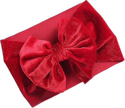 Baby Girls Bow Headbands, Stretchy Velvet Hair Bows Headbands Solid Color Wide Turban Knotted Big Bow Elastic Hairbands Headwraps Hair Accessories