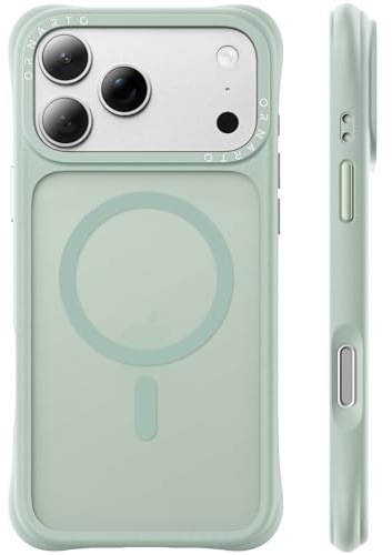 ORNARTO iPhone 17 Pro MAX Magnetiskt fodral, genomskinligt, Matcha grönt | Militärskydd, kompatibel med MagSafe, hårt matt baksida, airguard hörn, snygg och stötsäker