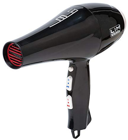 Secador de cabello LIM HAIR hp3.7 IONIC TOURMALINE 2000 W. COLD SHOT. Diseñado para uso profesional en salón de peluquería. 2 boquillas incluidas (NEGRO)