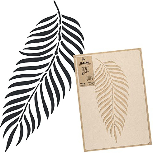 NAKLEO Plantilla Reutilizable Plástico Pared – 59x95cm - Tropical Palmera Hoja 2 - Grande Papel pintado Patrón Pintura DIY Bricolaje Artesanía - Tela Muebles Madera Lienzo