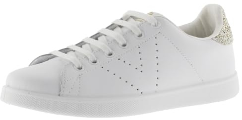 Victoria Baskets Tenis Cuir & Partie Arrière Pailletée & Logo Perforé 1125104 pour Femme CAVA 37