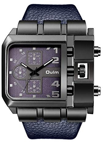 OULM 3364 Marca Originale Rettangolo Design Unico Uomo Orologio Da Polso Quadrante Ampio Cinturino In Pelle Orologio Al Quarzo + in Stock