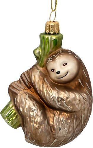 SIKORA Faultier besondere Weihnachtskugel Glas Christbaumschmuck Deko Figur Weihnachten Anhänger Ornament - Meisterstücke - BS738