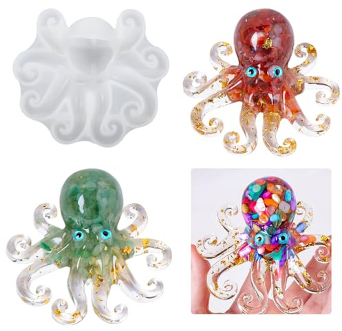 KyeeaDIY Stampi in Resina Epossidica a Polpo 3D, Stampi in Silicone 3d a forma di Animale Stampo Per Resina Tema Mare Ocutopus Resin Mold DIY Simulazione Vita Marina