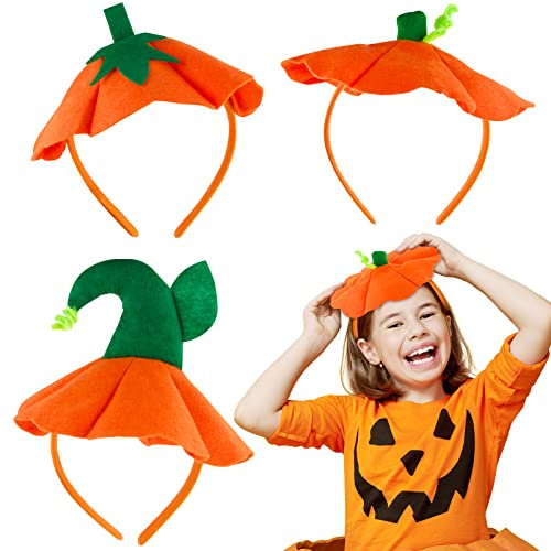 BOFUNX 3pcs Cerchietto Halloween Bambina Fascia per Cappello da Strega Cerchietto per Capelli con Zucca Hairband per Ragazzi Accessori per Halloween Cosplay Festa