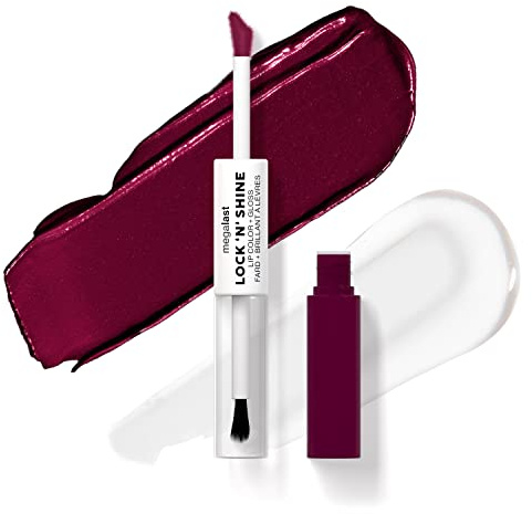 Wet n Wild Megalast Lock n' Shine, Dual-Ended Lip Color and Clear Gloss, Vitamin E and Jojoba Oil Enriched Formula, Dark Wisteria Shade