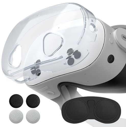 Olycism Custodia compatibile con Meta Quest 3S, accessori per Meta Quest 3S custodia in TPU, antiurto, antigraffio, cover, altamente trasparente con 1 x cover per auricolari 4 x cappucci per joystick