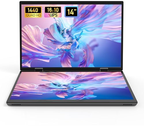 Ttfzzztech 14 Inch 2.5K IPS Laptop 2 in 1 Touch Screen Windows 11 Computer Dualscreen N95 Notebook PC with Stylus Pen, 16G RAM 2TB SSD, 2 Type-C, 2 USB3.0, HDMI