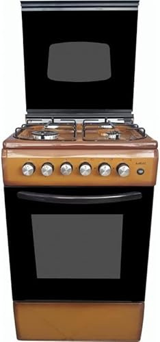 LAREL Cucina a Gas 50x50 Marrone con Forno Elettrico Grill - Coperchio in Vetro - Libera Installazione - GPL/METANO- Smaltata