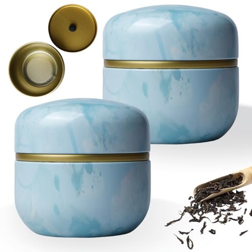 LEKEFETO 2 Stück Teedosen für Losen Tee, Runde Teedose, Teedose aus Metall, Matcha-Behälter, Siegel Teedose Matcha mit Deckel, Gewürzglas für Lebensmittel in der Küche (Φ8.5cm)