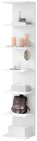 ComfortCove Wall Shelf Bookcase, Shelf Units, 7 Tier, White
