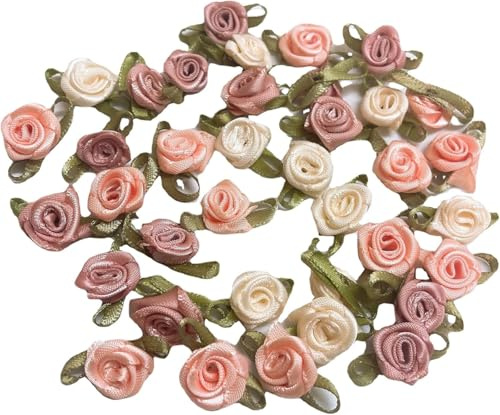 Lot de 100 mini roses multicolores de 15 mm avec nœuds en ruban de satin pour loisirs créatifs, accessoires de mariage, décoration de cadeau de mariée