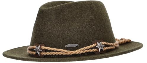 Steigenhöfer Original Herren Trachtenhut, Filzhut, Wanderhut Tiroler Art - Georg - Größenverstellbar - Mit Schweißband - 100% Schurwolle - Zum Förstern, Wandern & Oktoberfest - Grün - 58