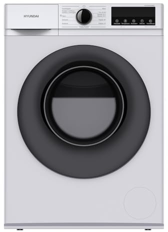 Hyundai Lavadora 6Kg Carga Frontal Blanco HLF610IADW02. 1600W, 1200rpm, Motor Inverter, 11 Programas, Función Stop&Go, Tambor Diamante, Clase de Eficiencia Energética A