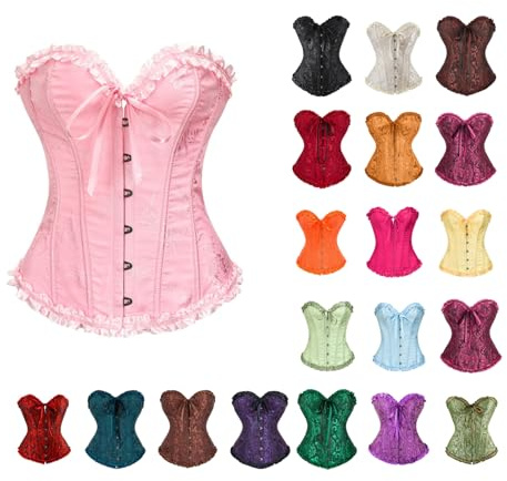 Generisch Corset pour Femmes Poitrine Complète Corsage Top Grandes Tailles Noir Blanc Shaper de Corps Gothique Vintage Bustier Corselet Halloween Carnaval, S