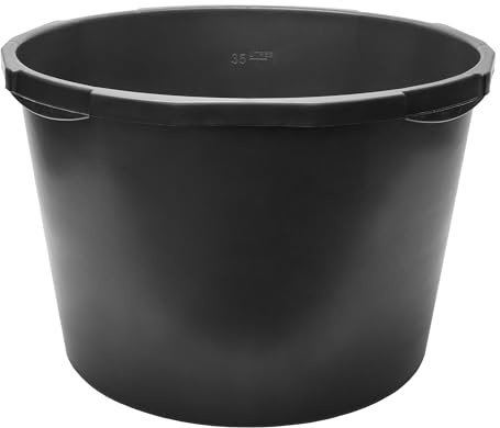 Garronda Pack de 3 Gavetas de Obra Redondas 45 L para Mortero GD-0170 Negro | Cubeta plástica resistente para mezclar mortero y cemento; depósito, barreño y contenedor multiusos para obra, hogar y jardín