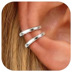 Morfetto Ear Cuff Pendientes Oreja Sin Agujero - Ajustable Earcuffs Mujer Pendientes Clip Sin Agujero,HipoalergéNicos Ear Cuff Plata/Dorado Piercing Oreja Helix Falsos Earcuff Con Caja De Regalo