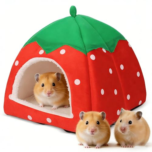 LPVVPEZ Guinea Pig Bed, 1 Pack Guinea Pig House - Winter Warm Cozy Hideout Cave with Removable Washable Pad, Non-Slip Small Animal Hide for Guinea Pigs, Rabbits, Hedgehogs, Chinchillas(24 X 24cm)
