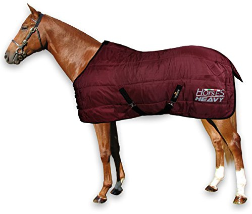 Horses, Chevaux Couverture d'hiver Heavy pour Cheval, Douce et Confortable, Idéale pour Box, Résistante, Bords en Nylon Renforcé(Bordeaux, 155 cm)