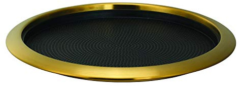 Service Ideas TR1412RIVG Tray with Removable Insert, 12 Round, Stainless Steel, Vintage Gold