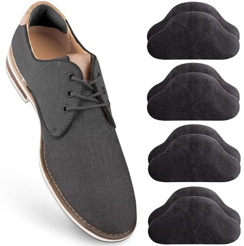 SULPO 4 paia di cuscinetti per tallone in vera pelle – Protezione del tallone contro bolle e attrito – Cuscino per scarpe – Riparazione talloni – Cuscinetti autoadesivi – Cuscinetti antiscivolo – nero