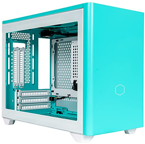 Cooler Master MasterBox NR200P Mini-ITX-PC-Gehäuse – Seitenteil aus gehärtetem Glas, hervorragende Kühloptionen, vertikales GPU-Display, werkzeuglose 360-Grad-Zugänglichkeit – Caribbean Blau