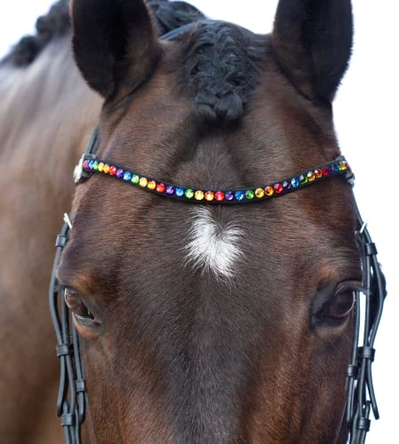 MagicTack Cinghia frontale a forma di cavallo, misura grande, con cristalli arcobaleno