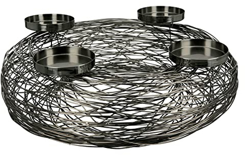 GILDE Corona dell'Avvento, 4 candelieri, decorazione dell'Avvento, in acciaio inox, per 4 candele, colore nero, Ø 50 cm