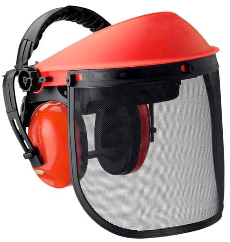 Virsus Cuffie Antirumore con Visiera in Rete d'Acciaio, SNR 22dB, Protegge l'udito e Viso, Imbottitura Morbida, Fascia Regolabile, per donne e uomini, per operai, giardinaggio -5979M