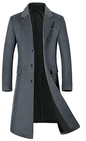 BININBOX Manteau Laine Homme Long Épais Col Revers Automne Hiver XS-4XL