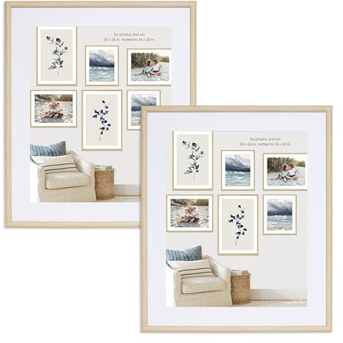 Camden Reed Set of Two Serenity Poster Frames Matted to 16x20 Inches, 20x24 Inch, Light Natural