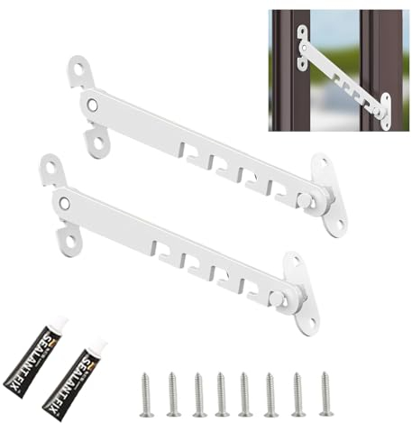 Set of 2 Window Stoppers Window Latch 18 cm Window Stopper Metal Window Lock for Tilting Window Shutter Lock Window Open Holder Window Latch for Adjusting the Window Oven, White