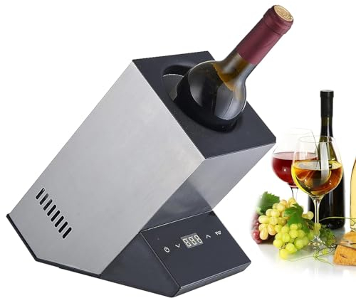 ExoticaBlend Raffreddatore di Vino Elettrico aggiornato, Controllo Touch, refrigeratore per Bottiglia Singola da 750 ml con Display della Temperatura, Funzionamento Silenzioso,Silver