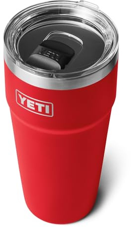 YETI Rambler Cup, Vacuum Insulated Stainless Steel Stackable Cup with Magslider Lid, Rescue Red, 30 oz (887 ml)