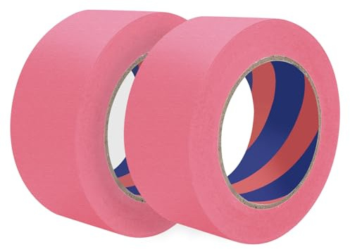 Duccinp Painters Tape, 2 inch x 55 Yards x 2 Rolls Pink Painters Masking Tape for Indoor and Outdoor Use, Medium Adhesive Paint Tape for DIY Crafts, Arts, Painting, Easy Removal