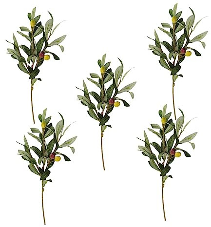 MAGICLULU Sturdy Faux Olive Leaves Branches 5pcs Artificial Tree Plant for Home Decor No Maintenance