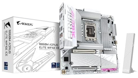 GIGABYTE B860M AORUS ELITE WF6E ICE Scheda madre - CPU Intel Core Ultra, VRM a 12+1+2+1 fasi, fino a 9200MHz DDR5, 1xPCIe 5.0 + 2xPCIe 4.0 M.2, LAN 2,5 GbE, WIFI 6E, USB 4