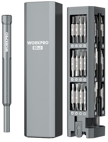 WORKPRO 60 in 1 Feinmechaniker Schraubendreher Set, Präzisionsschraubendreher-Set, mit Cr-V Bits, Einhandbedienung, mit Magnetischer Aufbewahrungsbox, für Präzise Reparaturen