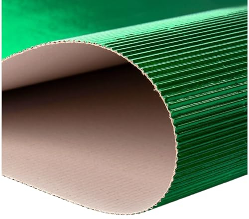 ODETOJOY Metallic Pearlescent Corrugated Cardboard Sheets 25x35cm – 10-Pack Shimmery Art Paper for 3D Crafts, DIY Projects & Classroom Use – Tear-Resistant, Premium Quality (Green)