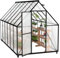 Froadp Gewächshaus aus Aluminium mit Fundament 340x180x195cm Gartengewächshäuser 4mm PC-Hohlkammerplatten Wetterfest Treibhaus, Tomatenhaus mit Fenstern Treibhaus für Garten & Aufzucht
