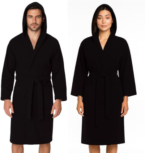 Jenny Sesal Peignoir Unisexe en Microfibre, Noir , L