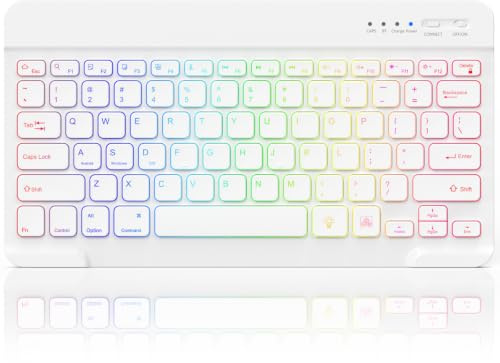 BAMCOO Bluetooth keyboard with 7‑color backlight for iPad | Wireless Keyboard Quiet Portable for iPad, iPhone, Samsung, Lenovo, Huawei, Compatible Windows/Android/iOS