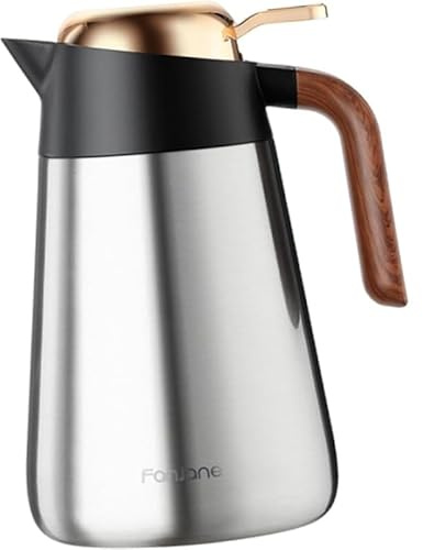 Tubayia Brocca isolante sottovuoto, teiera isolata, caraffa termica V Pour, 1600 ml, in acciaio inox, per limonata, acqua, barbecue (argento)