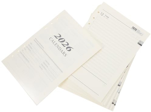 Homoyoyo Recharges pour Agenda 2026 à 6 Trous Format A5 Feuilles de Planification Journalière Pré-Perforées Papier Ligné Grands Carreaux Recharge Agenda Scolaire et Bureau Portable