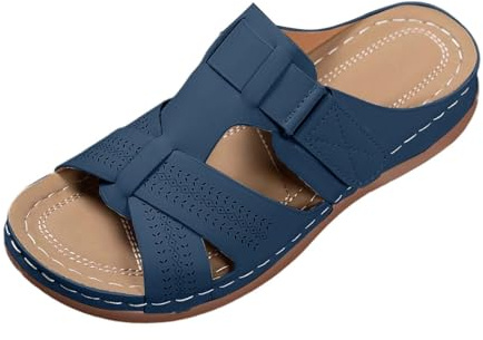Générique Sandales Femmes Orthopédiques Compensées Nu-pieds, Confortables Été Plage Respirantes Semelles Épaisses Anti-dérapant Chaussures Bohemia Romain